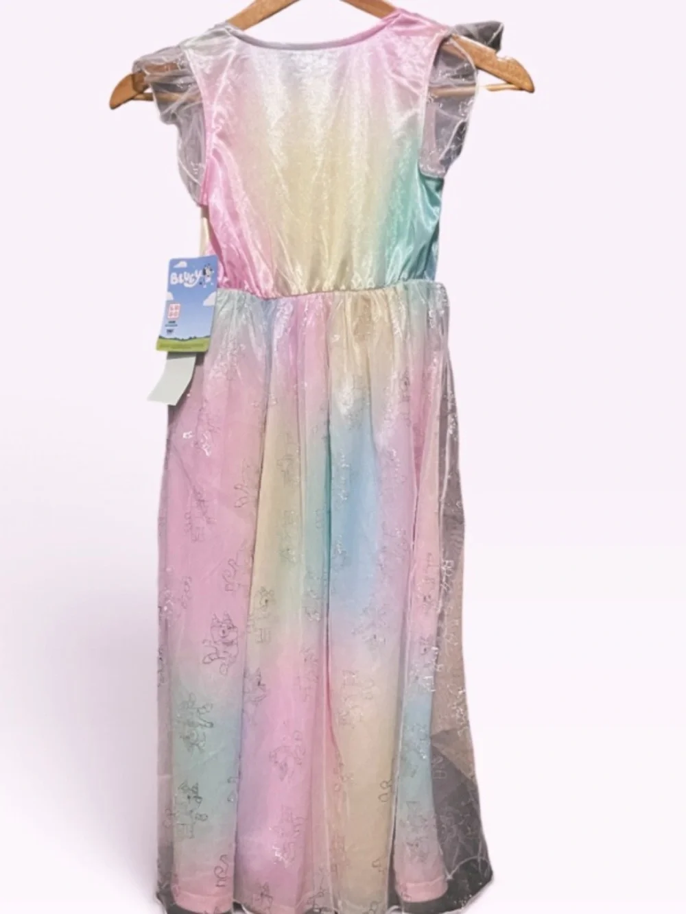 Girls' Pastel Rainbow fantasy gown Pajamas with Bluey Print M (8)